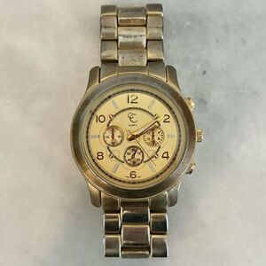 CC Quartz Impressive Faux Chrono Gold Tone Watch